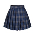 Girlss Short Pleated Plaid Costumes Skirt(Blue White Mixed Black,X-Small)