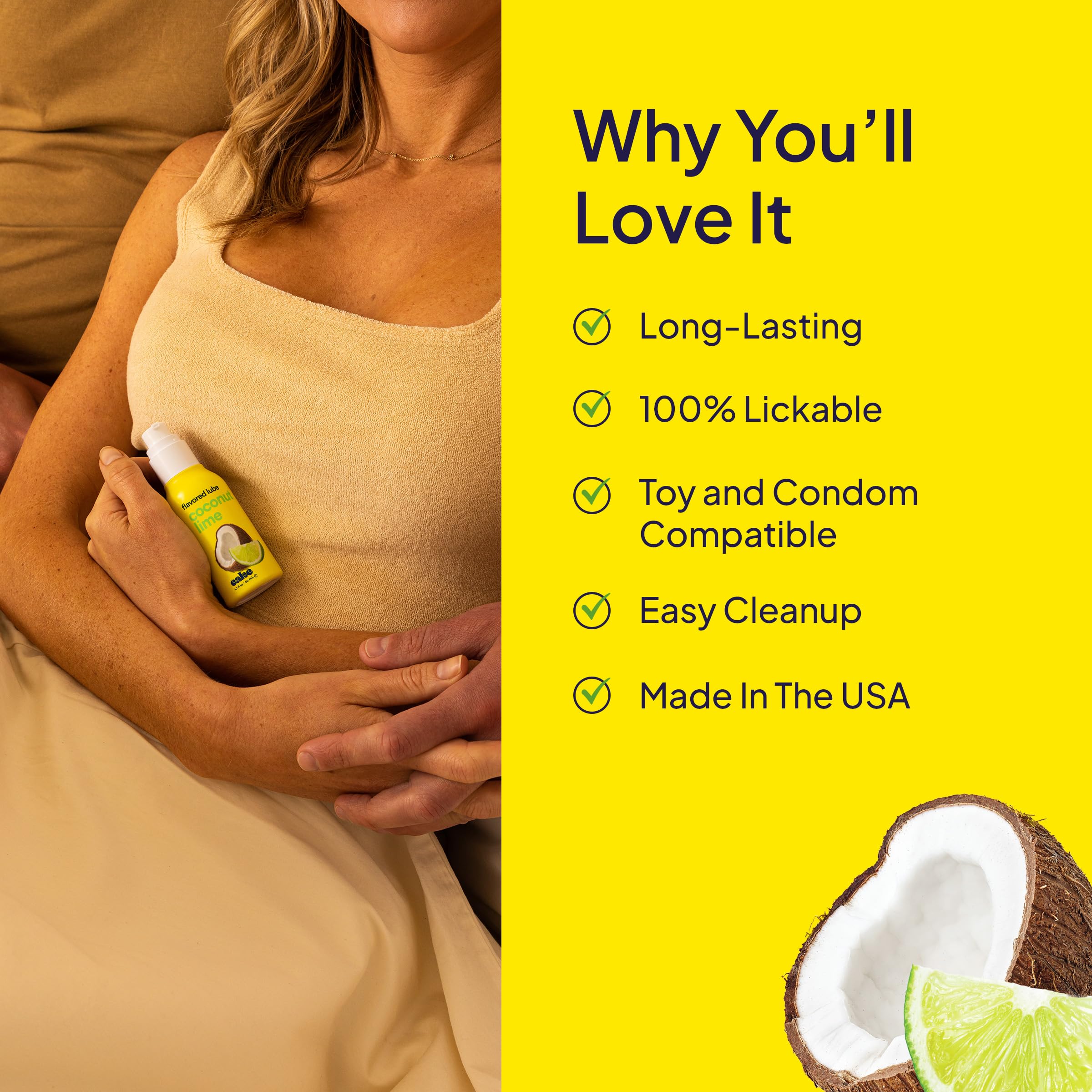 Hello Cake Coconut Lime Flavored Personal Lubricant - Water-Based Lube - No Aftertaste, Easy Clean-Up - Vegan, Sugar-Free, Glute