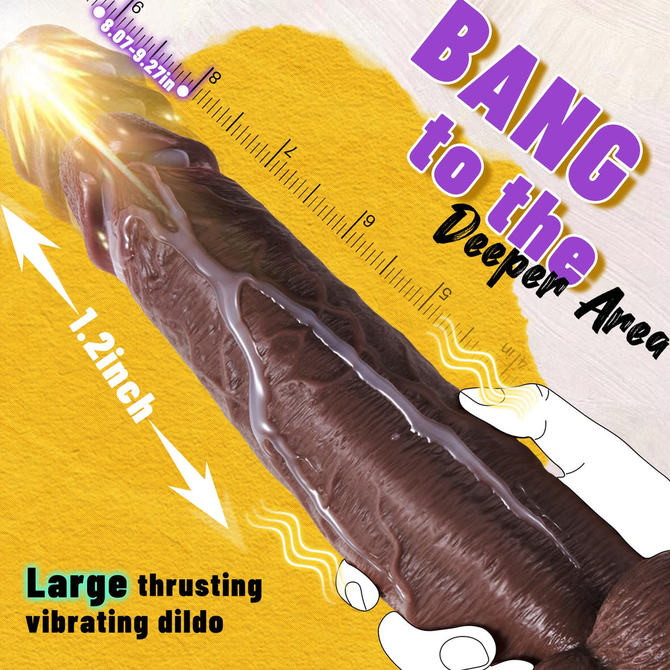 10.43 '' Thrusting Dildo Vibrator with 6 Thrusting Speeds & 10 Vibrations, Large Realistic Vibrating Dildo for G-spot Anal Stimu
