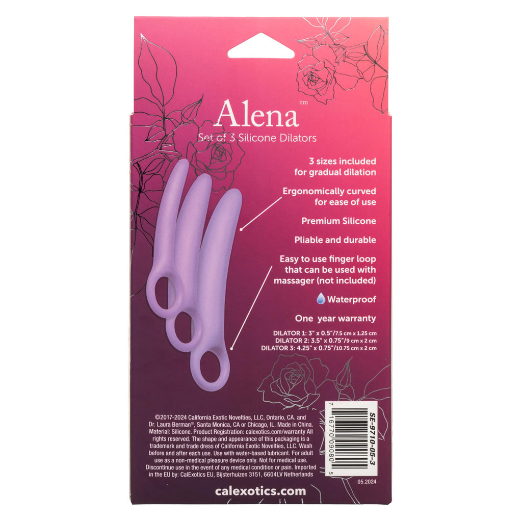 Calexotics Dr Laura Berman Intimate Basics Alena - 3 Piece Silicone Dilators Set With Ergonomic Finger Loop - Waterproof Fetish