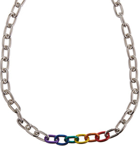 Gaysentials Rainbow & Silver Links Necklace - 20, 2.4 Ounce