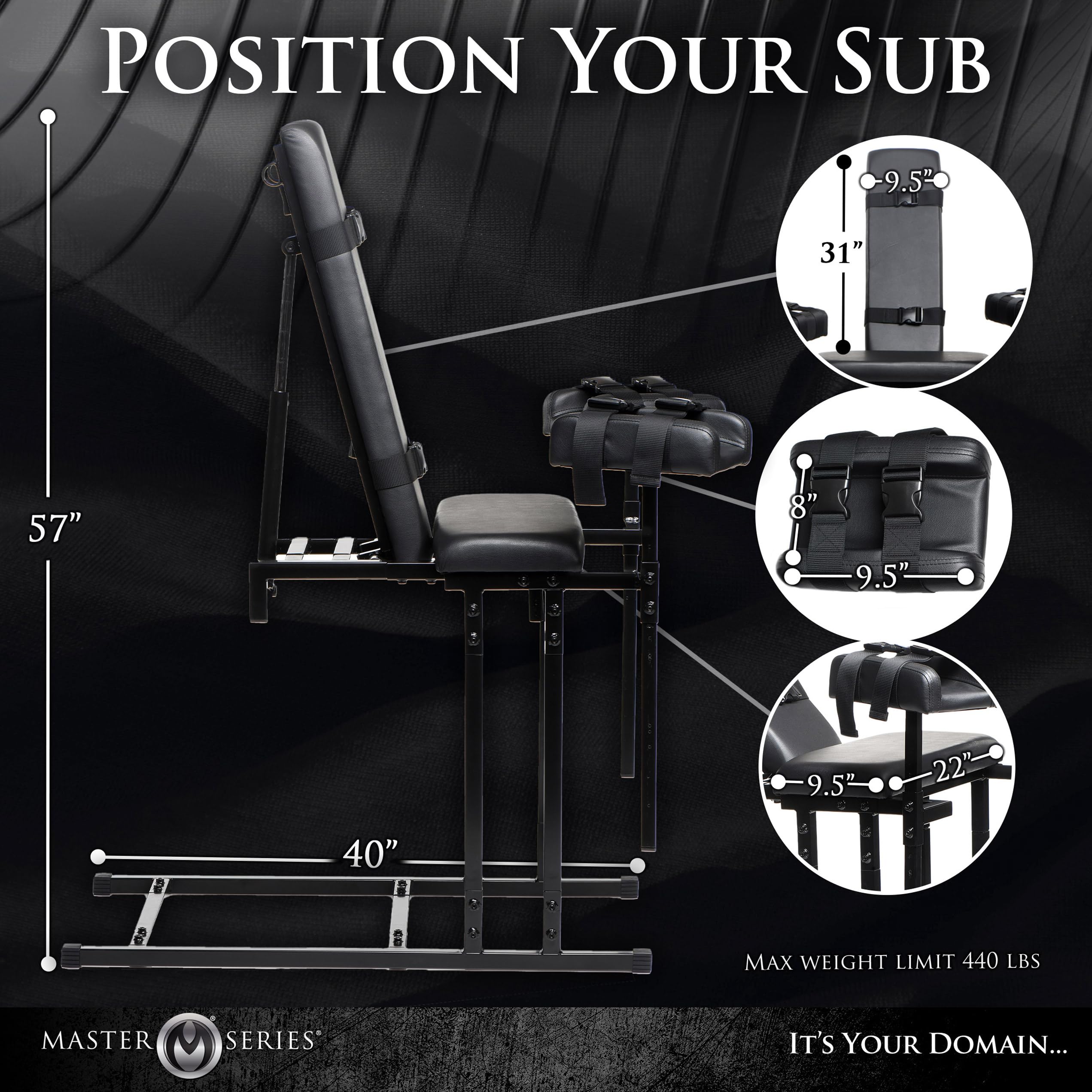 Master Series Adjustable Bondage Chair Sex Bench With Restraint Easy-Snap Straps. Bdsm Bench Kit For Men, Women And Adult Couple