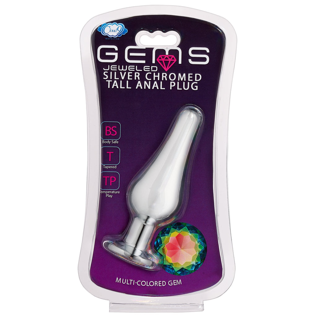 Cloud 9 Novelties Cloud 9 Novelties Gems Silver Chrome Tall Plug Small