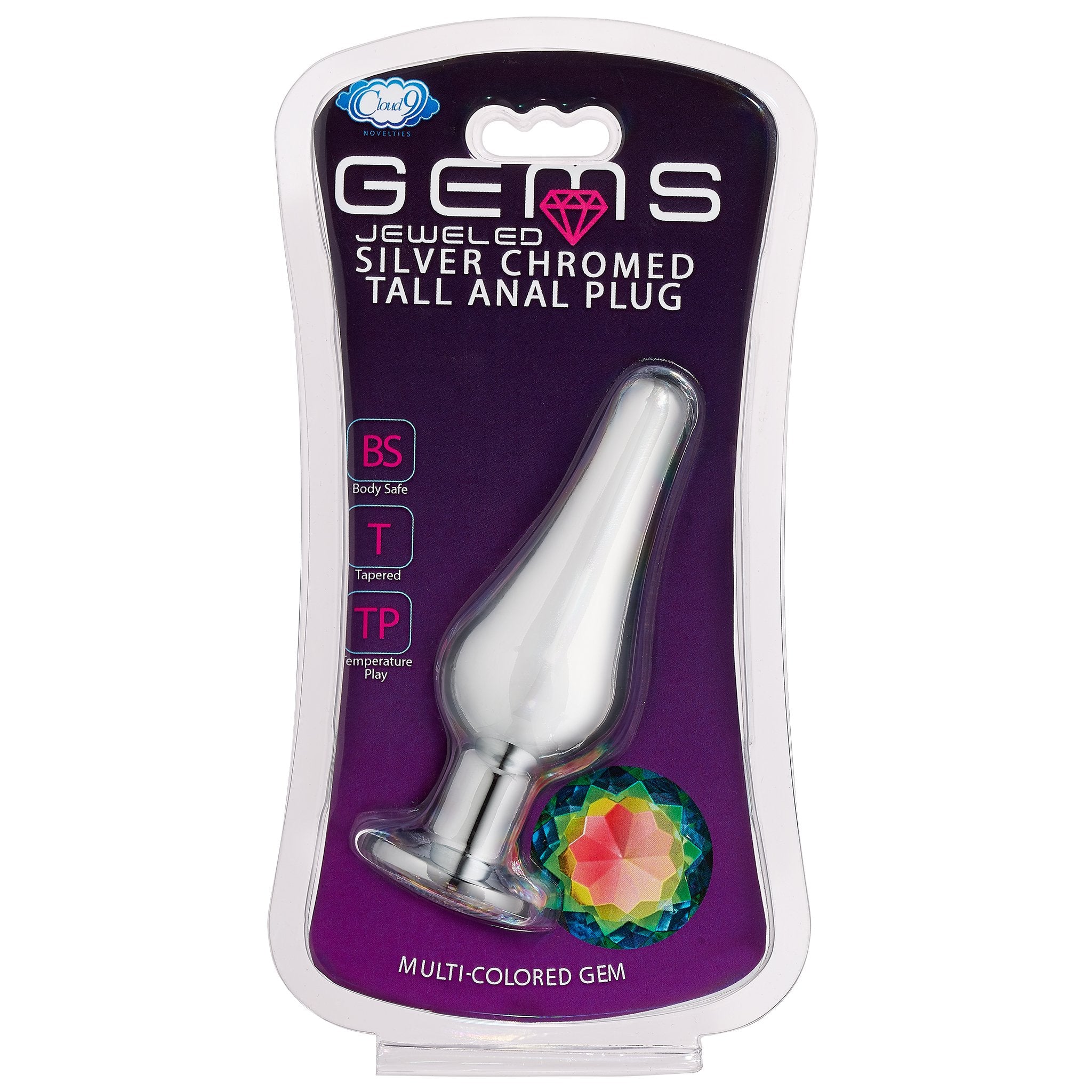 Cloud 9 Novelties Cloud 9 Novelties Gems Silver Chrome Tall Plug Small
