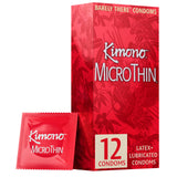 Kimono Microthin Condoms I Lubricated I Our Thinnest Condoms Ever I 5X Tested, Stronger, Reliable I Made With Odorless Premium Natural Latex I 12 Count