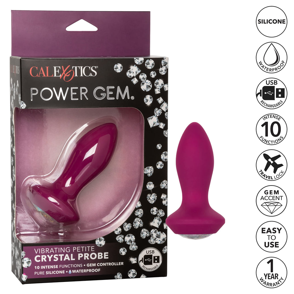 Calexotics Se-0385-07-3 Power Gem Vibrating Petite Crystal Probe - Purple