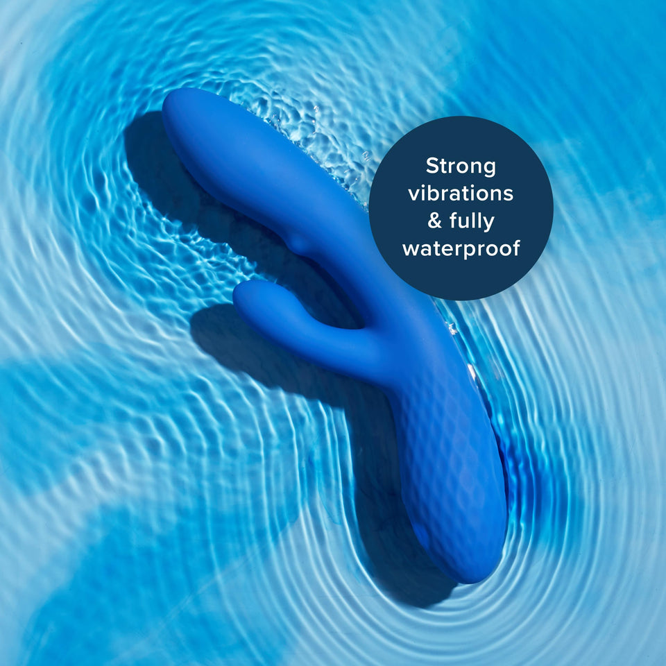 plusOne Luxe Dual Rabbit Vibrator, Internal & External Stimulation, 10 Vibration Settings, Made of Body-Safe Silicone, Waterproo