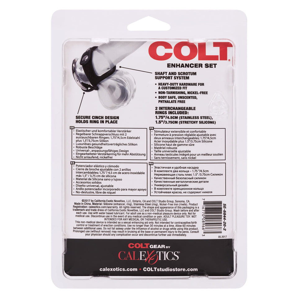 Calexotics Colt Enhancer Set - Silicone Male Enhancement Ring With Support Band - Sex Toys For Men - Black