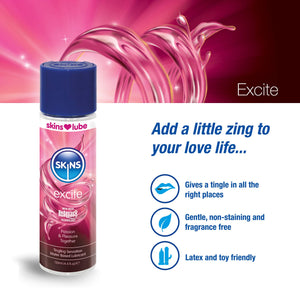 Skins Skins Excite Tingling Water Based Condom Compatible Lubricant With Reaquav8 Technology 44 Fl Oz 130Ml