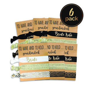 6 Pack of Bachelorette Party Favors | 1 'Bride to Be' and 5 'Tribe' Hair Ties| Pop Fizz Designs