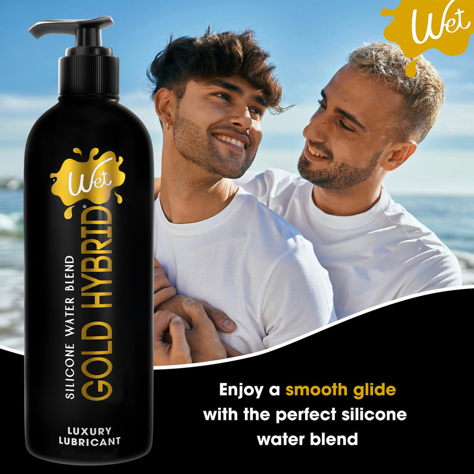Wet Gold Hybrid Silicone and Water-Based Lubricant | Long-Lasting Performance, Premium Formula | pH-Balanced, Hypoallergenic, Gl