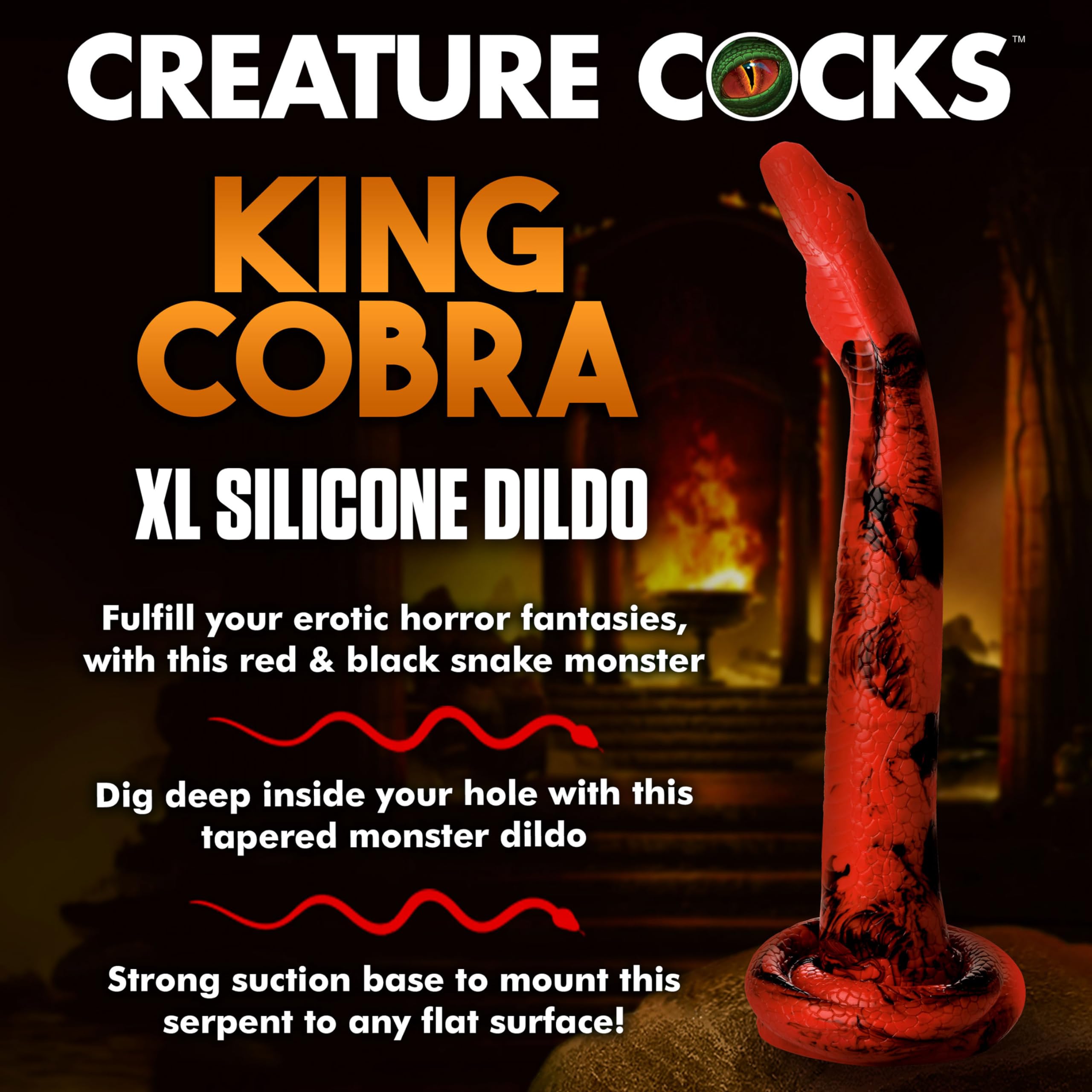 Creature Cocks King Cobra Xl 18 In Long Silicone Dong