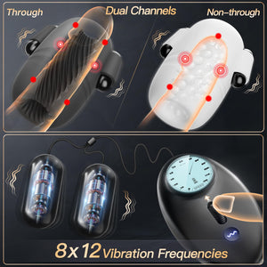 EORONE Male Sex Toys for Men - 6IN1 Male Masturbator 2 Pack Male Vibrator Penis Pump Stroker Pocket Pussy with CVT & Visual Cont