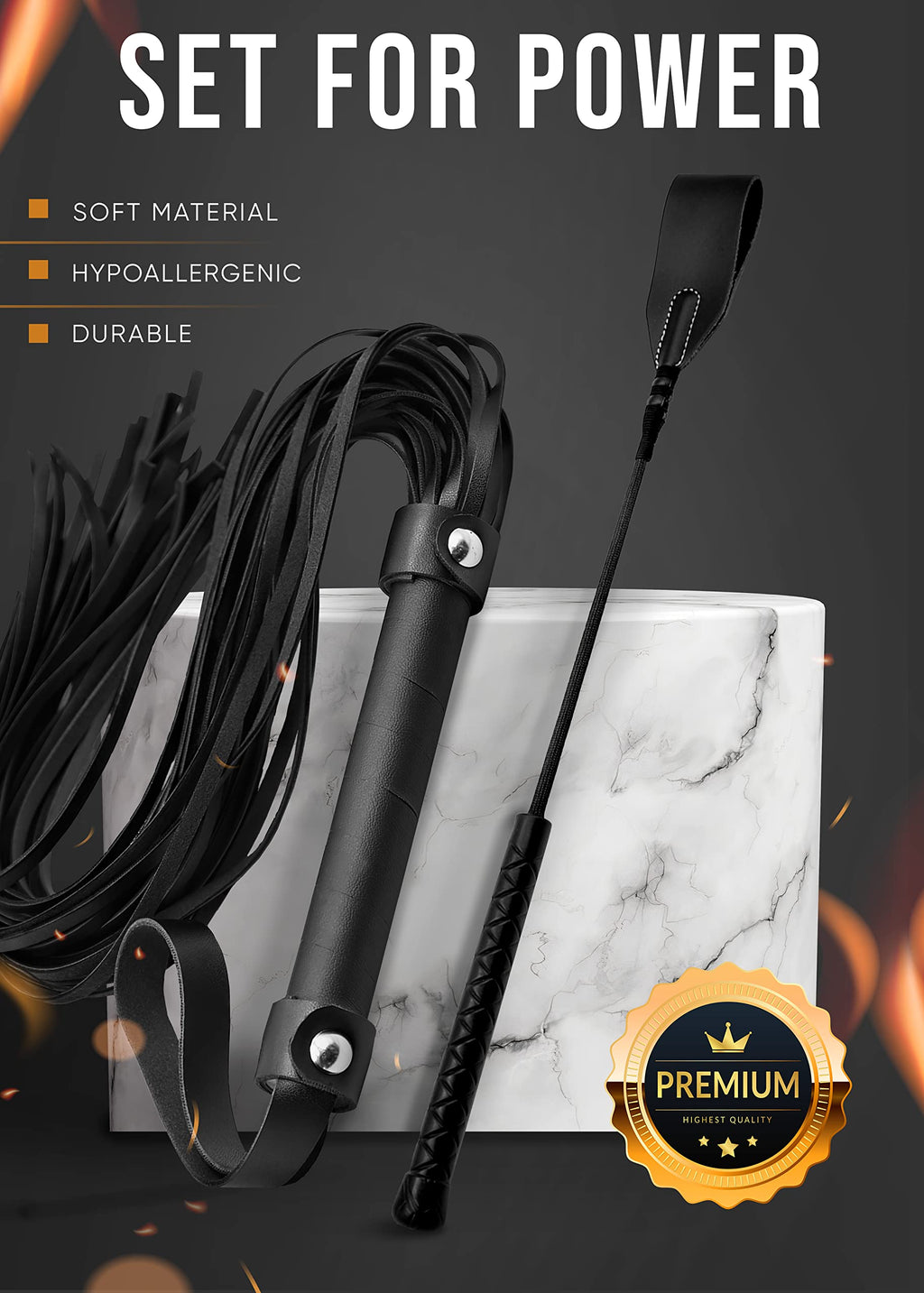 MALINERO 2-in-1 BDSM Sex Set Flogger Sex Crop Adult Crop Spanking Sex Whip Play Sex Floggers Whips and Crops Sex Paddles for Spa