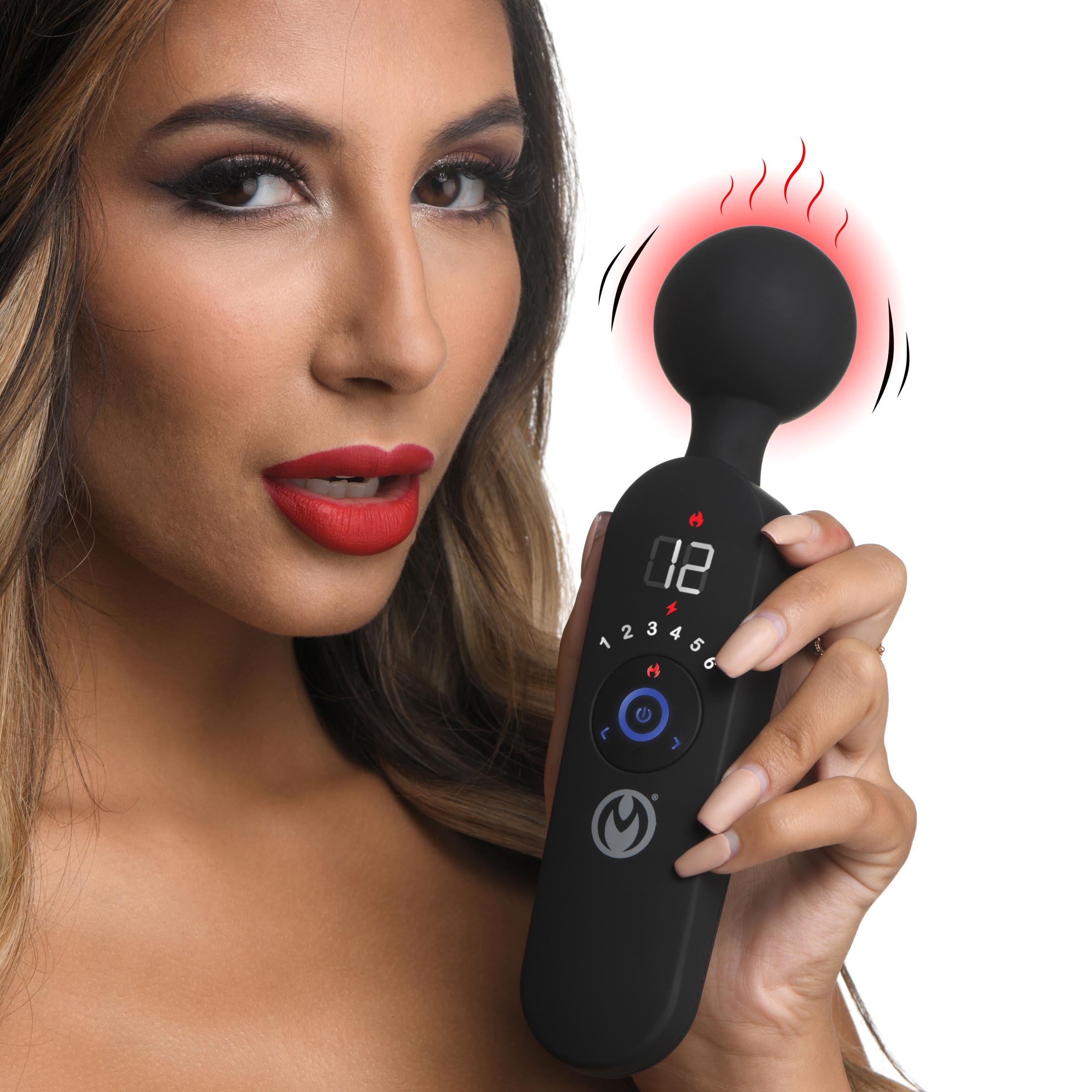 Master Series 72X Black Silicone Wand Massager with Warming Function, 6 Speeds & 12 Vibration Patterns - Black