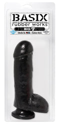Basix Rubber Works Dong With Suction Cup, 7-Inch, Black