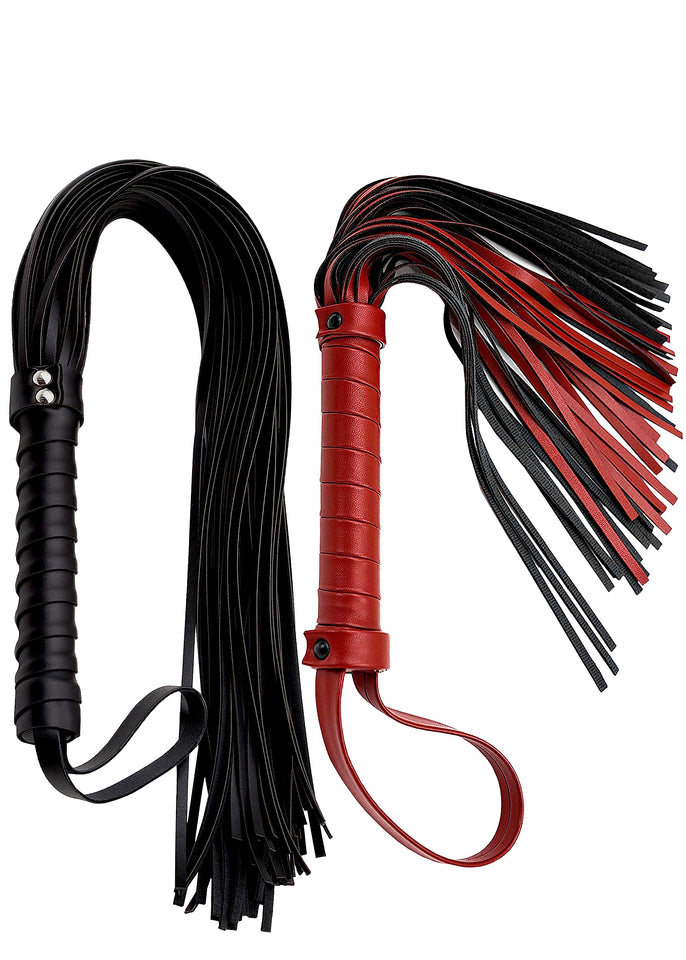 DERINODEM Sex Whips for Spanking, Floggers Adult Play, Sex Floggers, BSDM Kit Adult Set for Bedroom, Red 20'' and Black 27''