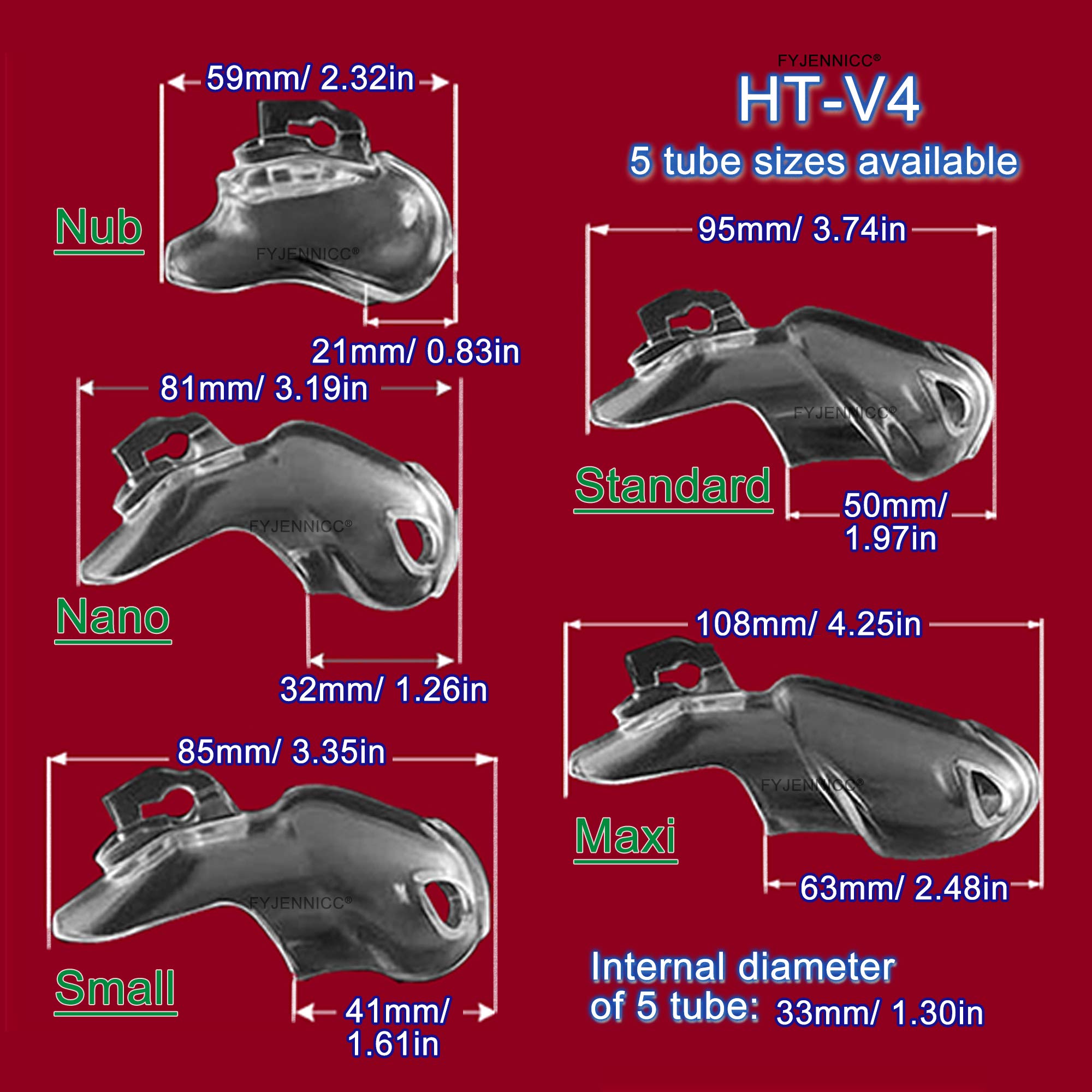 FYJENNICC HT-V4 Chastity Cage for Men | 5 Adjustable Wide Rings & 6 Colors | Beginner-Friendly | Adult Sex Toy with Sizing Guide
