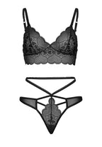 2 Pc Sweetheart Lace Bralette And Matching Strappy Cut Out G-String.