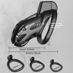 Male Chastity Devices Cock Cage - Large Chastity Cage Built-in Vertical Invisible Lock Chastity Device with 3 Size Base Rings&2