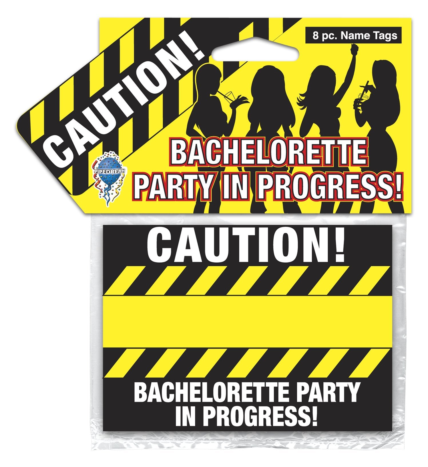 Pipedream Bachelorette Party Caution! Name Tags 8 Pack