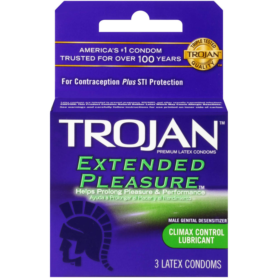 Trojan Extended Pleasure Lubricated Condoms 3Ct