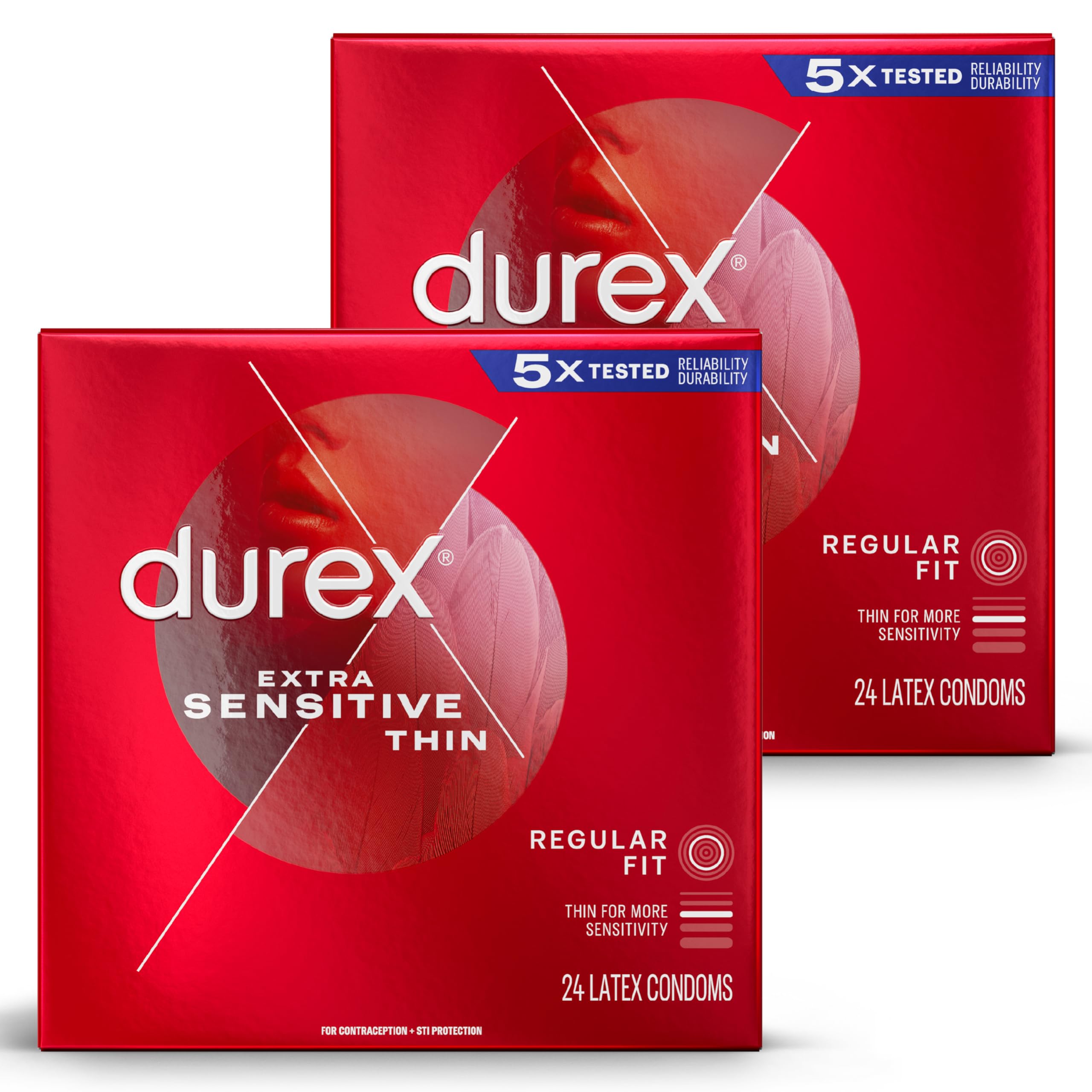Condoms, Durex Extra Sensitive & Extra Lubricated Condoms, Ultra Fine, Natural Latex Condoms, FSA & HSA Eligible (Packaging May