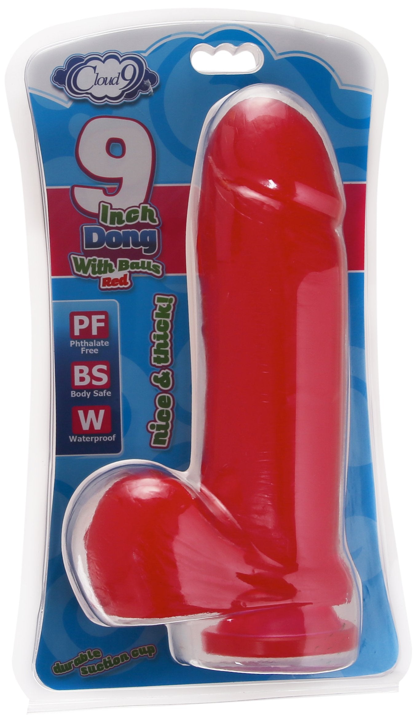 Cloud 9 Novelties Delightful Dildo With Realsitic Balls And Suction Cup, Red, 9 Inch, 1.9 Pound