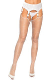 Rhinestone Fishnet Stockings. - O/S / White