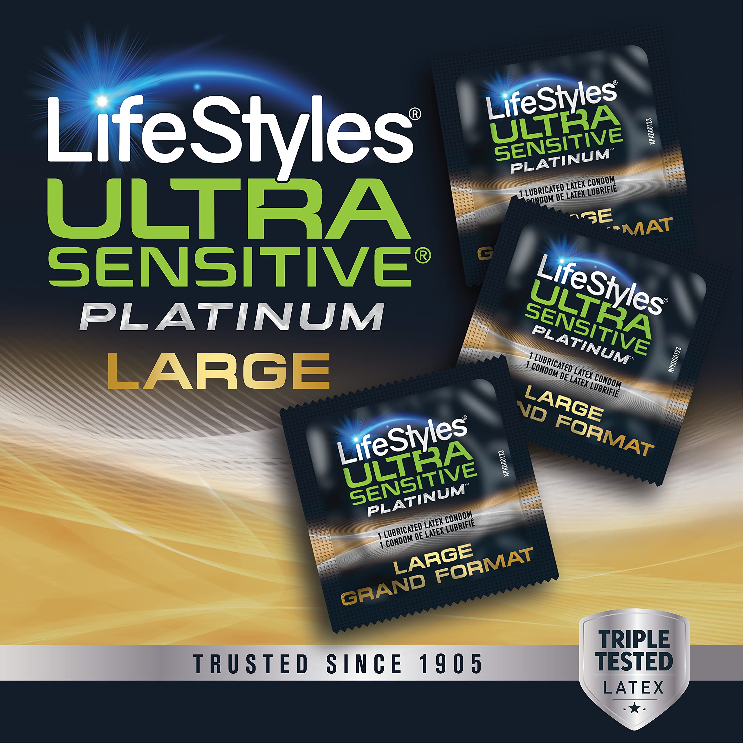 Lifestyles Ultra Sensitive Platinum Large Latex Condom