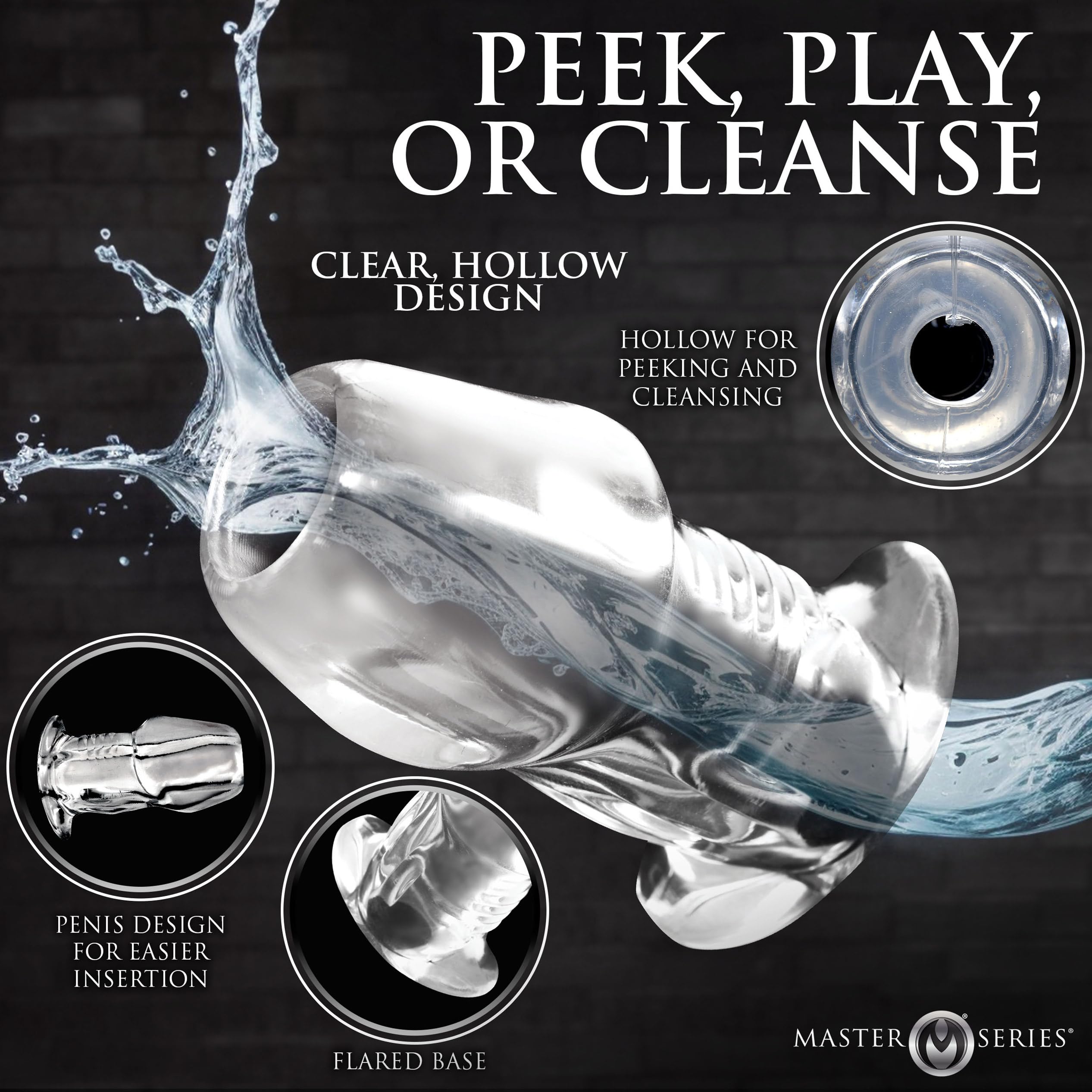 Master Series Dicked Clear Hollow Plug S
