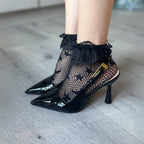 Galaxy Net Lace Ruffle Anklet. - O/S / Black