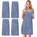 Tigeen 4 Pcs Spa Wrap Towel Wrap for Women Spa Robe with Adjustable Closure Elastic Top Lightweight Wraps for Bath Shower(M,Blue