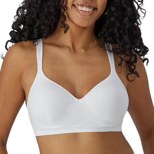 Bali Womens Comfort Revolution Wire Free Bra, White Swirl, 42DD