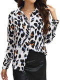 BBIBBI Leopard Shirts for Women Tops Womens Casual Long Sleeve Blouses Oversized Button Down Ladies and Print Animal Cheetah Leo