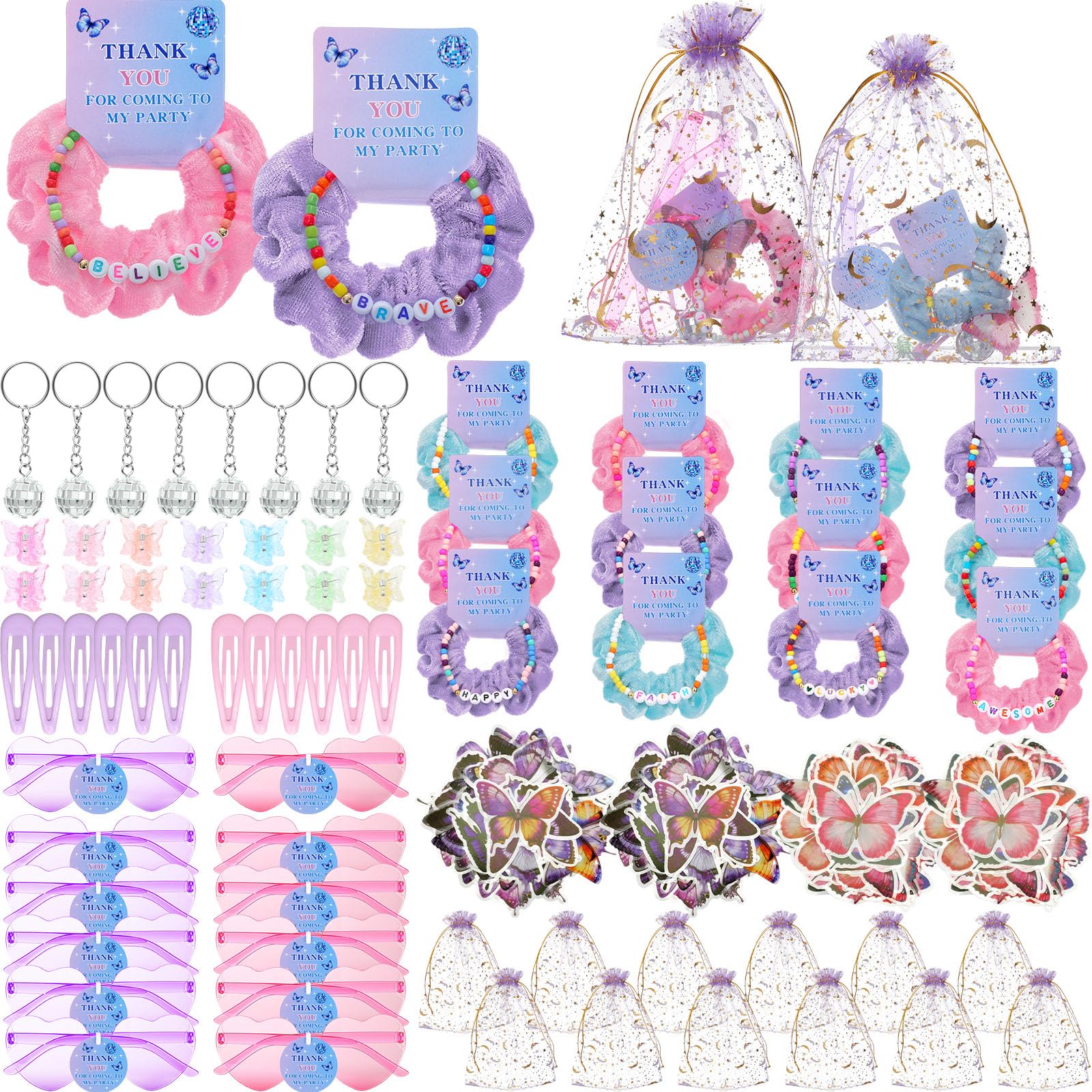 Hoteam 184 Pcs Kpop Theme Party Supplies Popular Singer Favors Friendship Bead Bracelets Velvet Hair Scrunchies Disco Keychain H