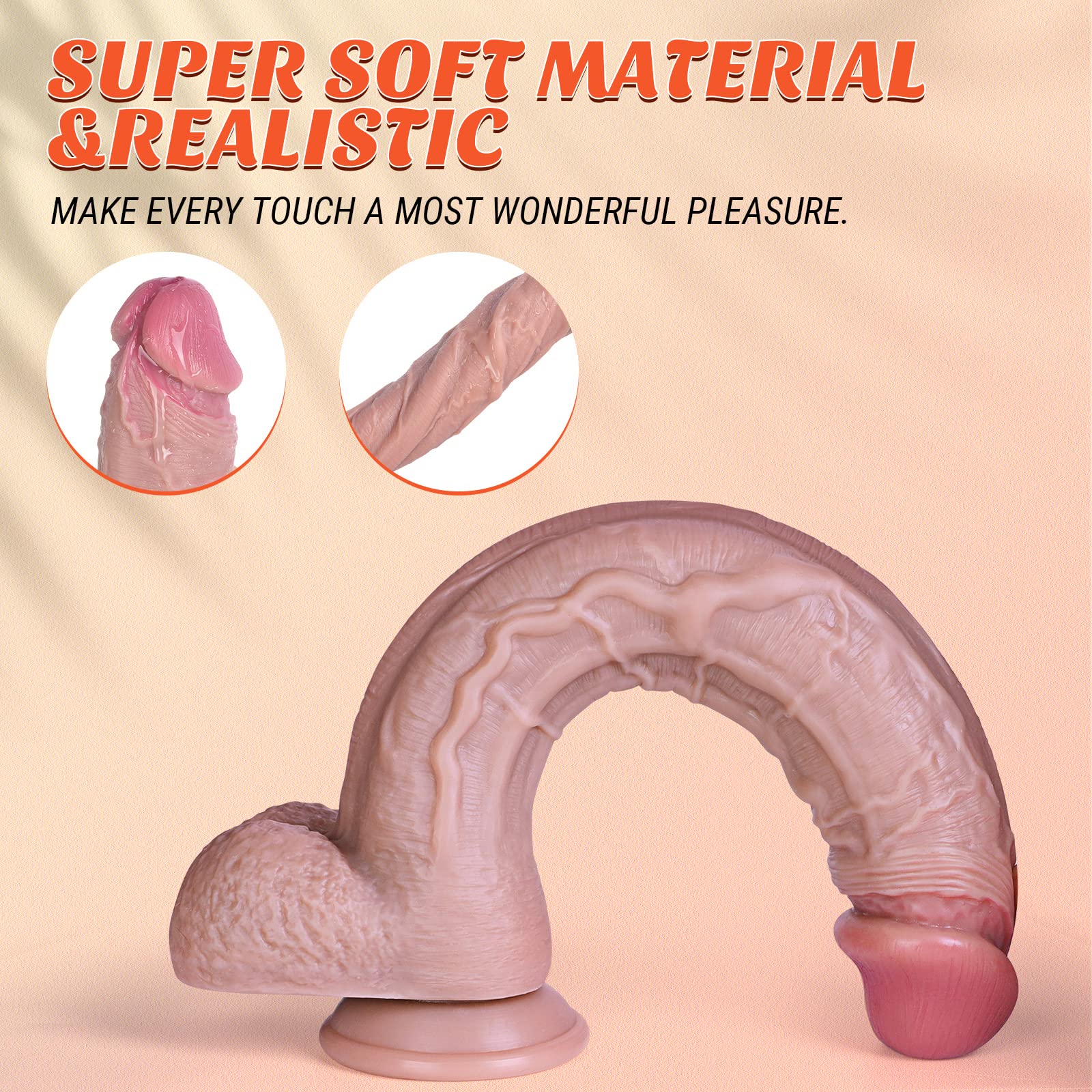 12 inch Dildo Realistic Huge Thick Anal Penis with Suction Cup, Adult and Gay for Silicone Sex Toys,Soft Thrusting Dildos for Wo