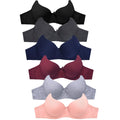 Mamia Womens Basic Plain Bras, Pack of 6 (#058, 36B)
