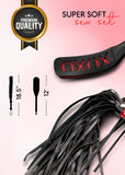 MILOPEDOX Black Flogger Whip 18'' Adult Spanking Paddle 12'' - BDSM Sex Set - Flogger Spanking Sex Soft - Sex Paddles for Spanki