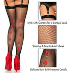 Leg Avenue Fishnet Thigh Highs With Bow A Black Color