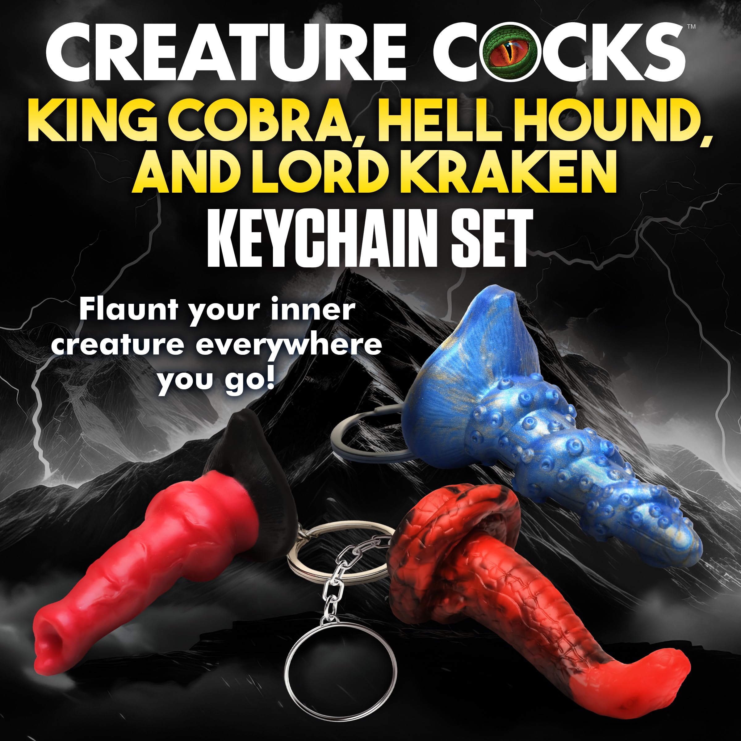 Creature Cocks 3Pc Silicone Keychain Set