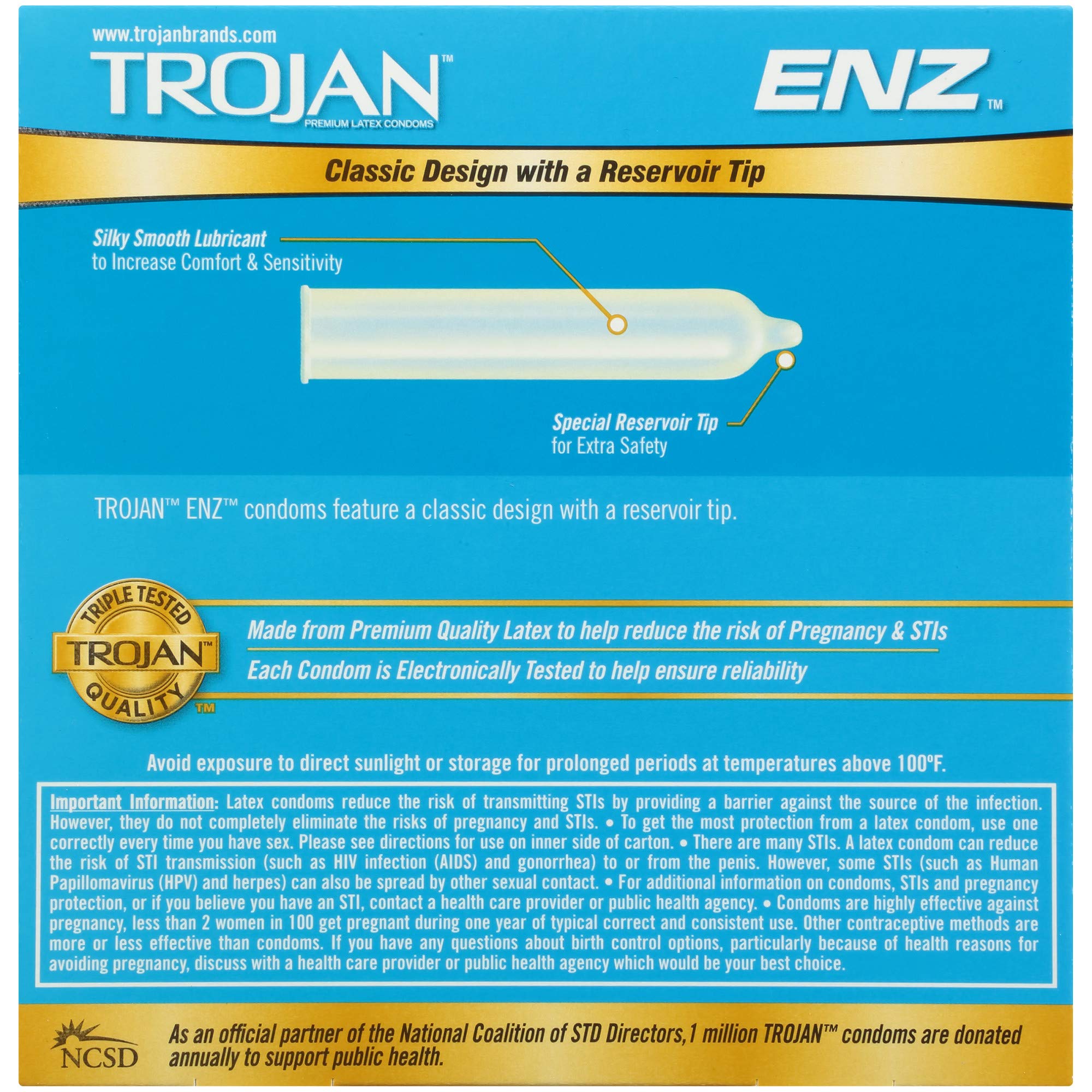 Trojan Enz Lubricated Condoms, Latex Condoms For Contraception And Sti Protection, America?? Number One Condom, 36 Count Value Pack