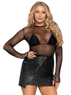 Fishnet gloved crop top. - O/S / BLACK