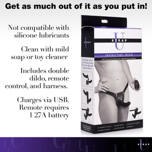 Double Take 10X Double Penetration Vibrating Strap-On Harness - Black