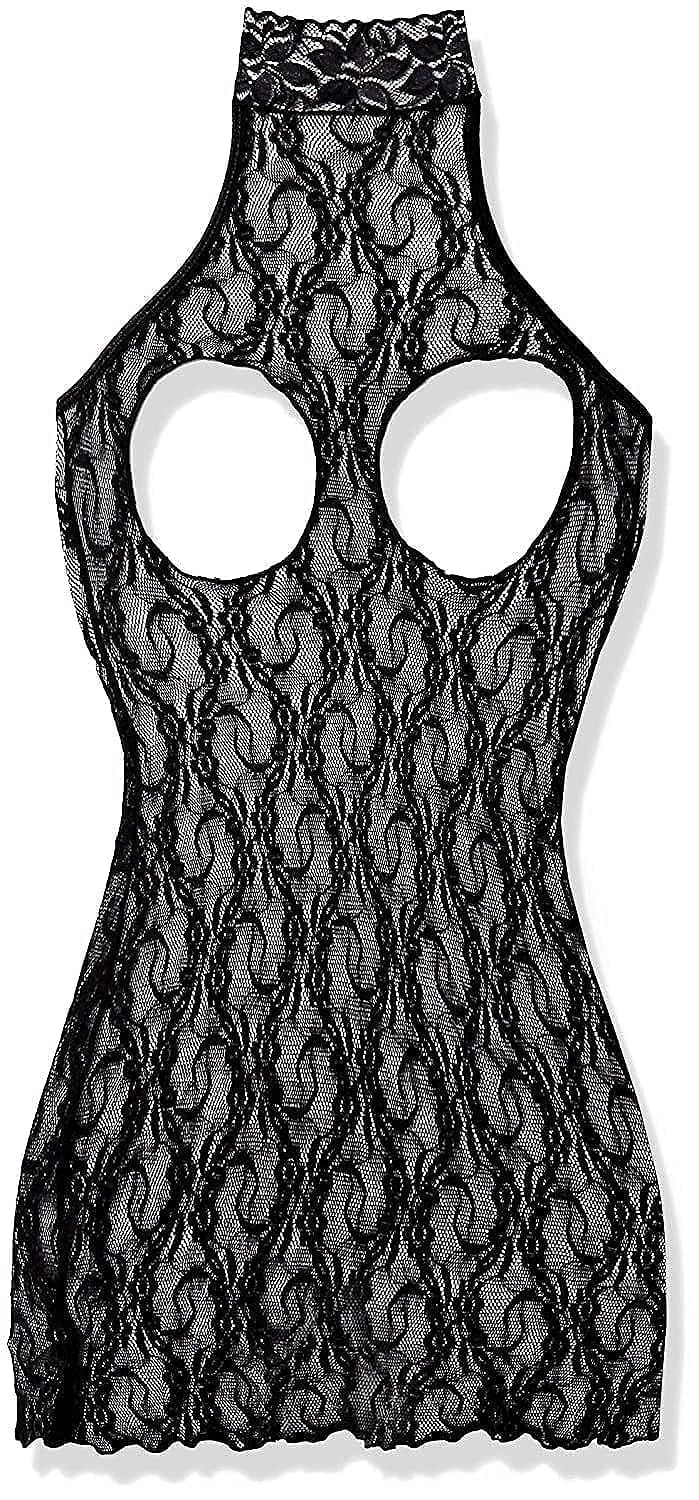 Elegant Moments Womens Lace Cupless Adult Exotic Dresses, Black, One Size Us