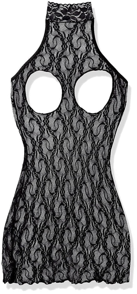 Elegant Moments Womens Lace Cupless Adult Exotic Dresses, Black, One Size Us
