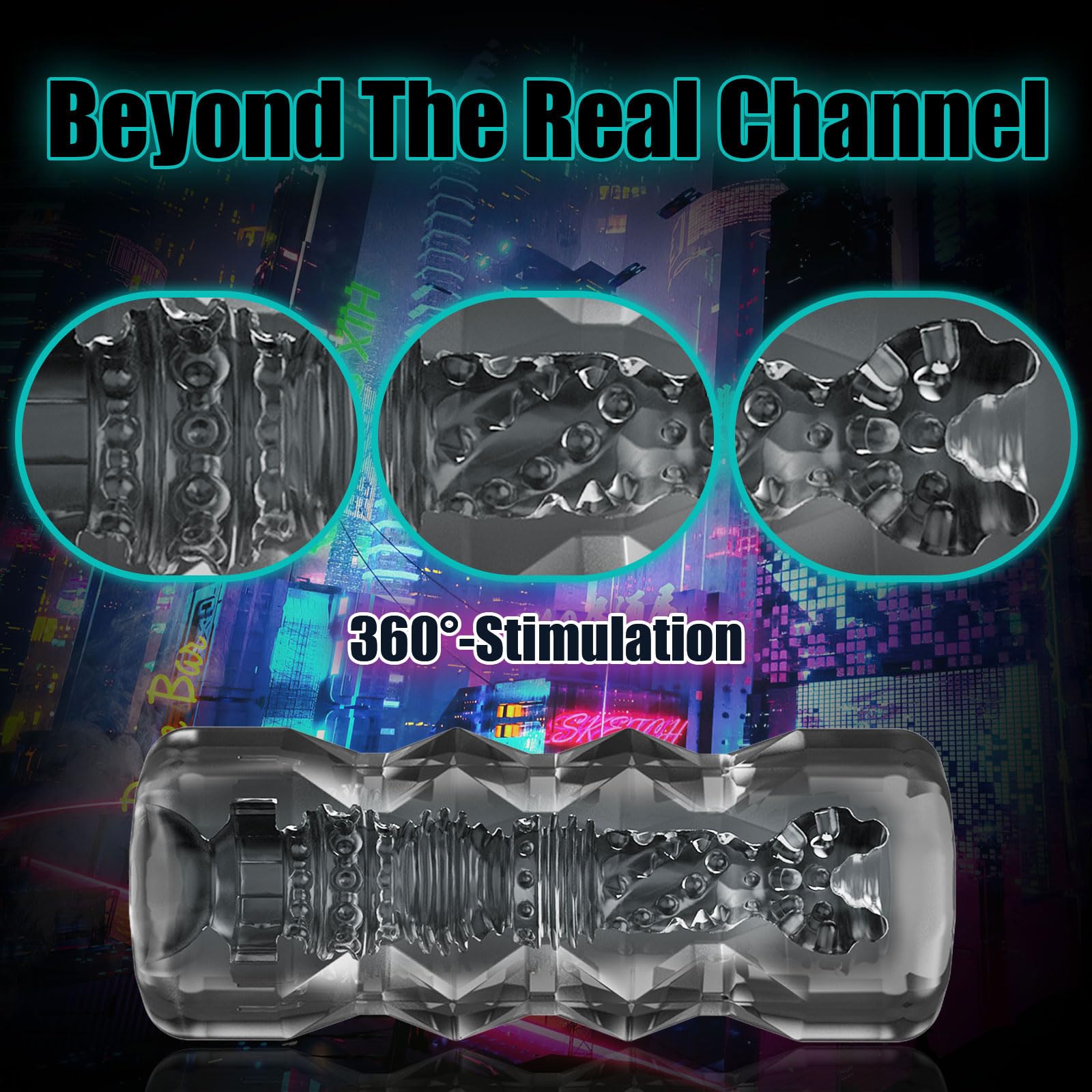 Male Masturbator Sex Toys - Transparent Pocket Pussy Stroker, TPE Male Masturbation Sleeve with 3D Textured, Penis Training Blow