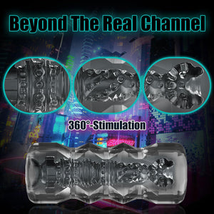 Male Masturbator Sex Toys - Transparent Pocket Pussy Stroker, TPE Male Masturbation Sleeve with 3D Textured, Penis Training Blow