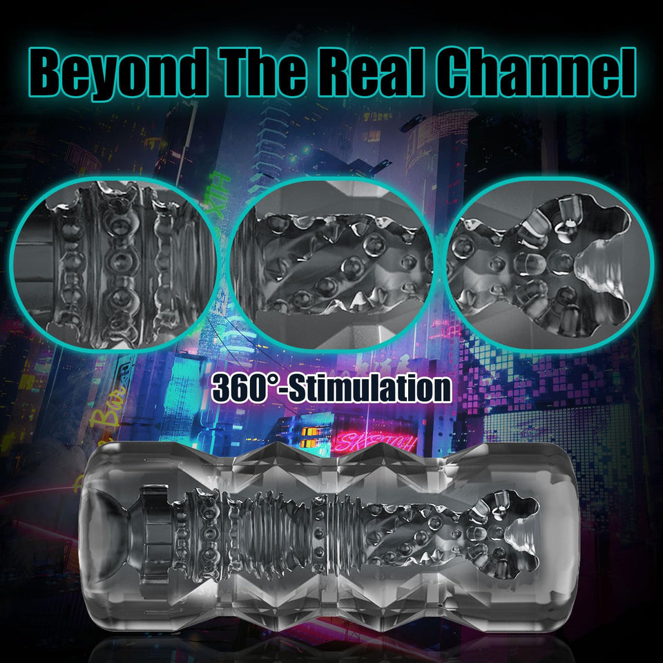 Male Masturbator Sex Toys - Transparent Pocket Pussy Stroker, TPE Male Masturbation Sleeve with 3D Textured, Penis Training Blow