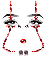 Clown Adhesive Face Jewels Sti - O/S / Red